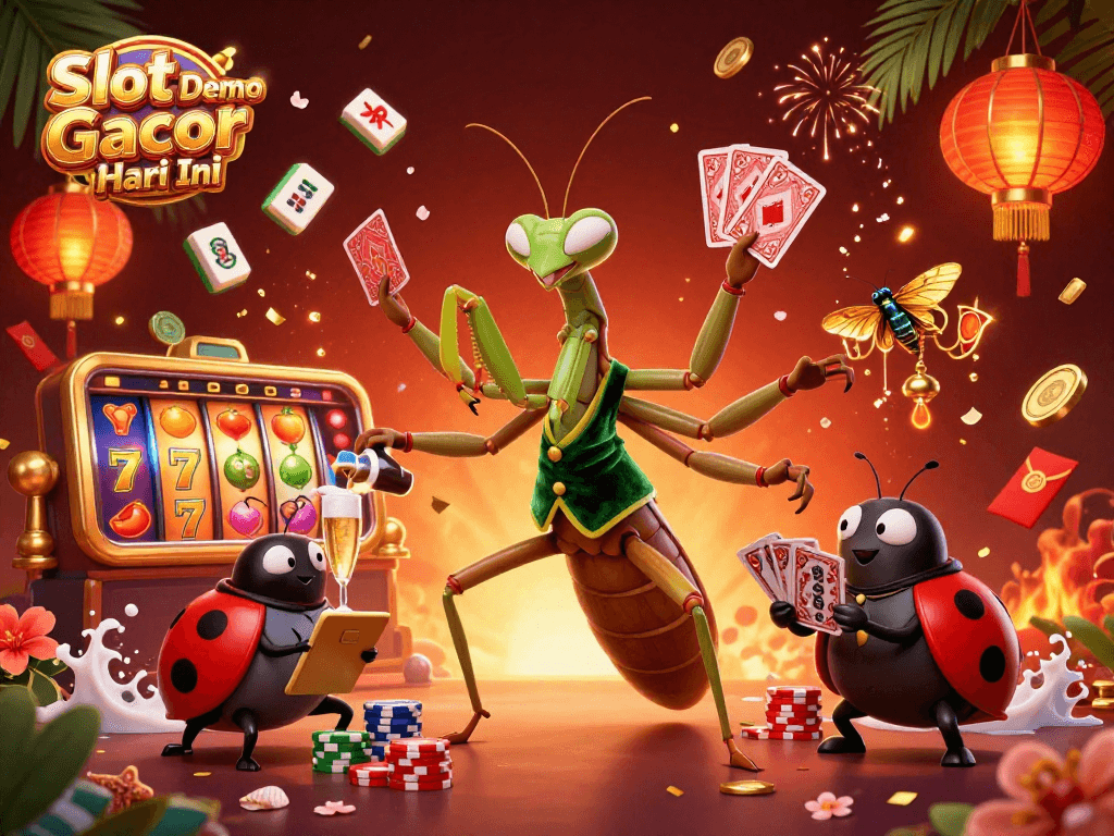 Engage in Slot Demo Gacor Hari Ini with vibrant symbols and lively casino elements illustrating excitement.