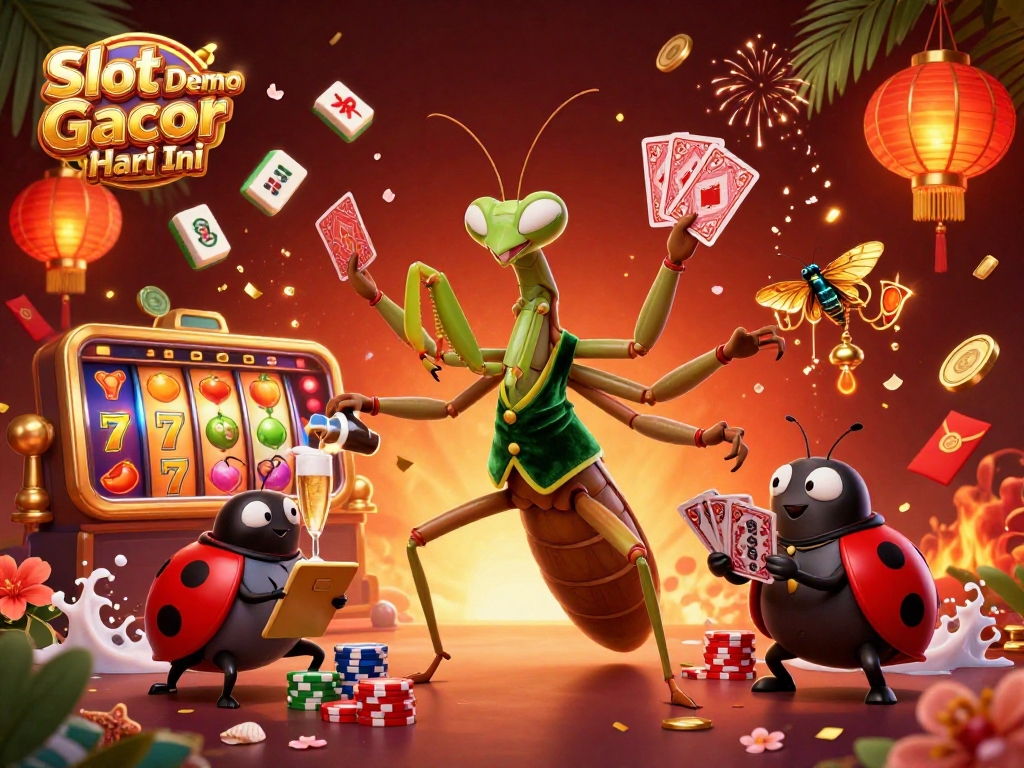 Engage in Slot Demo Gacor Hari Ini with vibrant symbols and lively casino elements illustrating excitement.