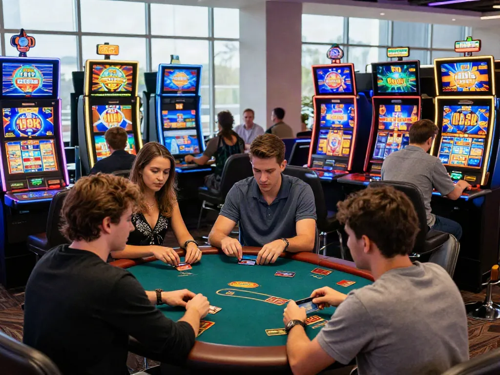 Players enjoying games at online casinos that accept credit card payments, vibrant atmosphere, seamless transactions.