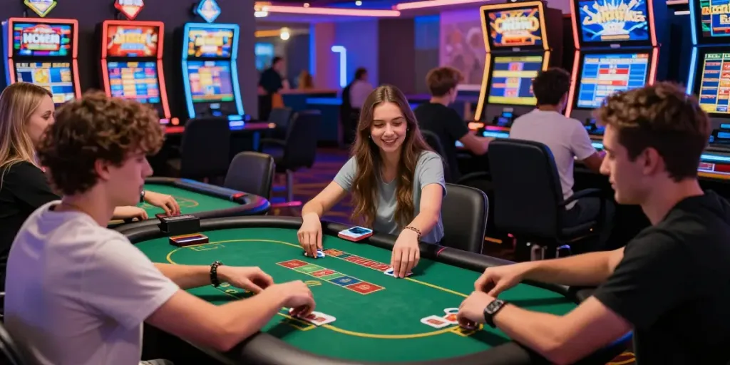 Dynamic gaming environment at http://sin88-onl.com/ with players enjoying casino games, vibrant colors, and engaging atmosphere.