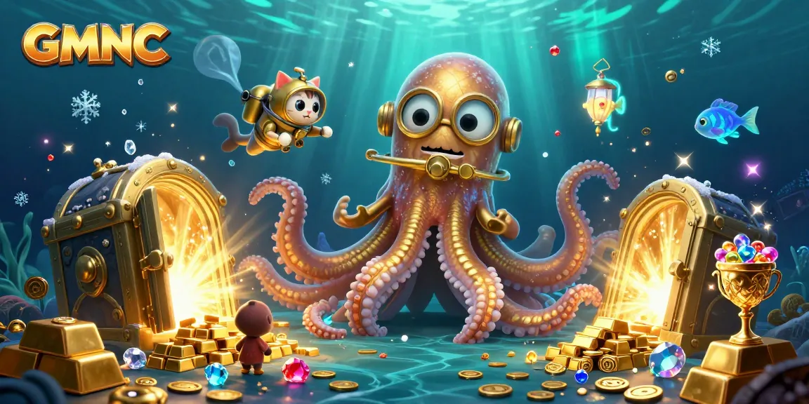 Experience the thrill of GMNC as the kraken guards treasure amid dynamic casino-themed elements.