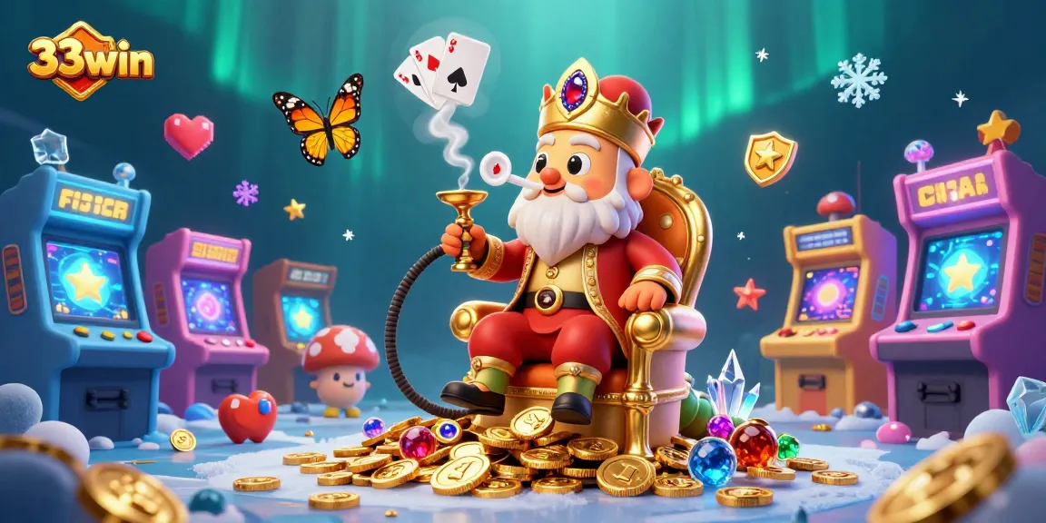 Engage with 33win’s exciting online gambling experience featuring a vibrant casino-themed illustration.