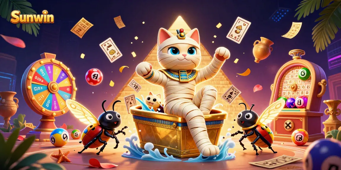 Experience exciting gaming at Sunwin with vibrant lottery balls and animated prizes in a dynamic casino scene.