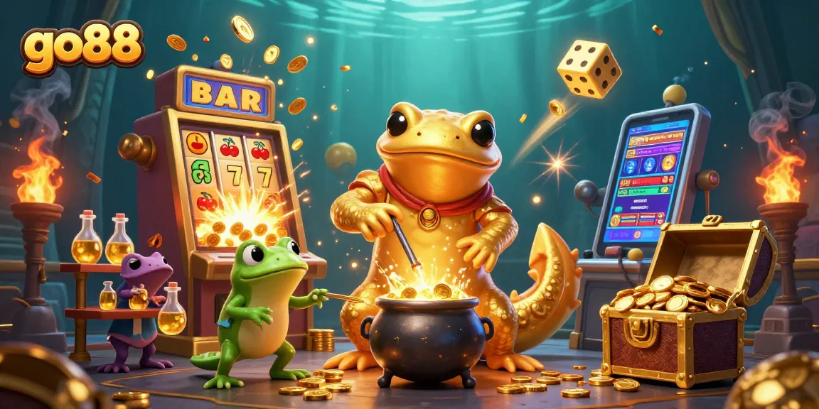 Experience thrilling gameplay with go88's enchanting casino scene filled with gold and excitement.